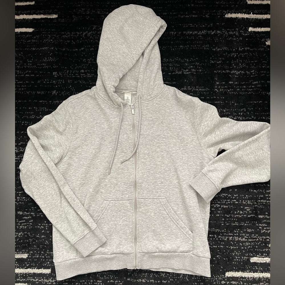 H&M - Heather Gray Zip-Up Hoodie - Size L